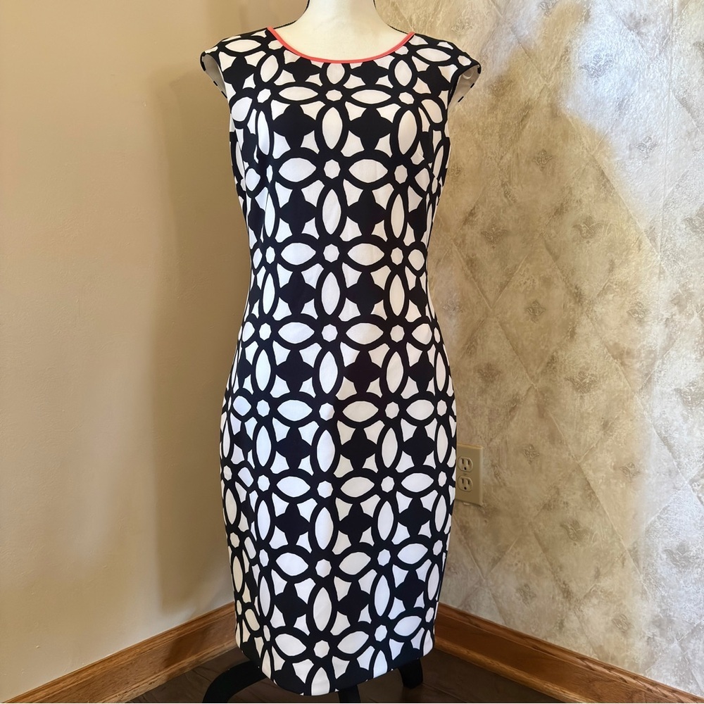 JAX Elegant Black and White Patterned Dress